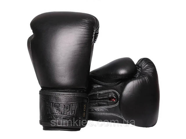 Боксерські рукавиці PowerPlay 3014 Indiana Чорні (натуральна шкіра) 12 унцій - Фото 1