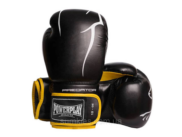 Боксерські рукавиці PowerPlay 3018 Jaguar Чорно-Жовті 10 унцій - Фото 7