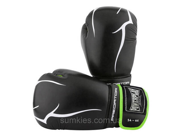 Боксерські рукавиці PowerPlay 3018 Jaguar Чорно-Зелені 14 унцій - Фото 4