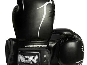 Боксерські рукавиці PowerPlay 3018 Jaguar Чорні 8 унцій