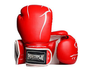 Боксерские перчатки PowerPlay 3018 Jaguar Красные 10 унций