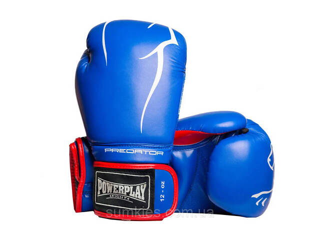 Боксерські рукавиці PowerPlay 3018 Jaguar Сині 12 унцій - Фото 7