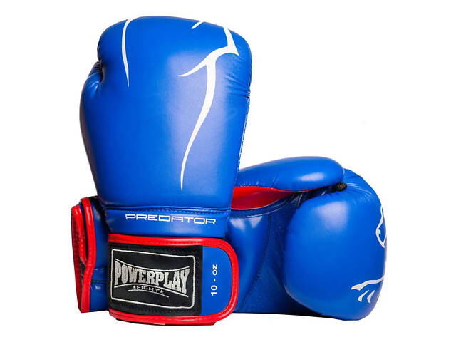 Боксерські рукавиці PowerPlay 3018 Jaguar Сині 14 унцій - Фото 1