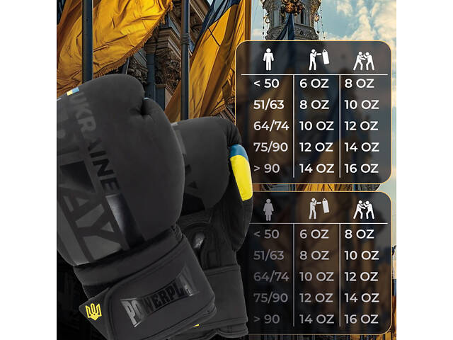 Боксерські рукавиці PowerPlay 3021 Ukraine Чорні 16 унцій - Фото 10
