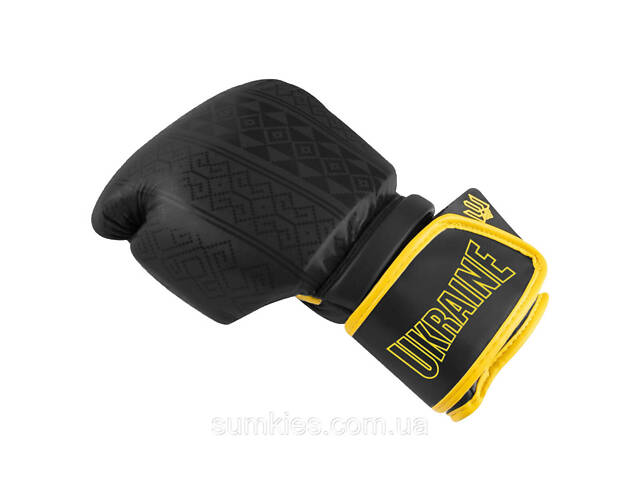 Боксерські рукавиці PowerPlay 3021 Ukraine Чорно жовті 14 унцій - Фото 8