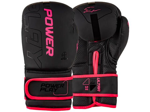 Боксерські рукавиці PowerPlay 3024 Ultra Mat Чорно-Рожеві 12 унцій - Фото 1
