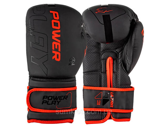 Боксерські рукавиці PowerPlay 3024 Ultra Mat Чорно-Червоні 16 унцій - Фото 1