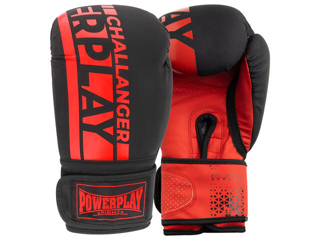 Боксерские перчатки PowerPlay 3086 Matt Challenger 12 унций (Черно-Красные) - Фото 1