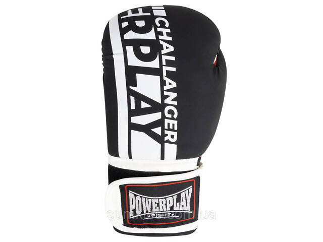 Боксерські рукавиці PowerPlay 3086 Matt Challenger Чорно-Білі 12 унцій - Фото 2