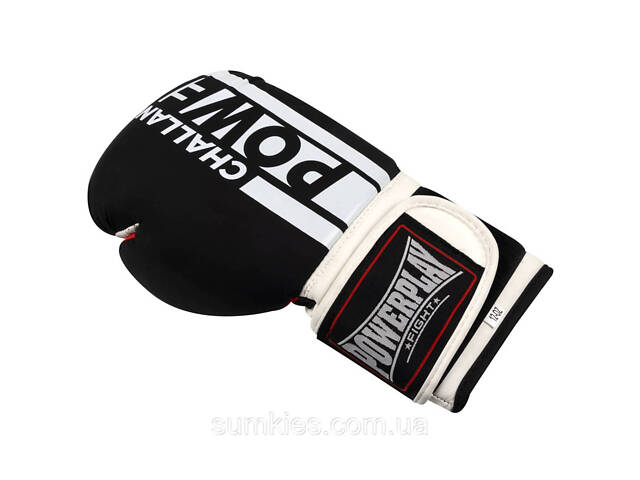 Боксерські рукавиці PowerPlay 3086 Matt Challenger Чорно-Білі 12 унцій - Фото 4