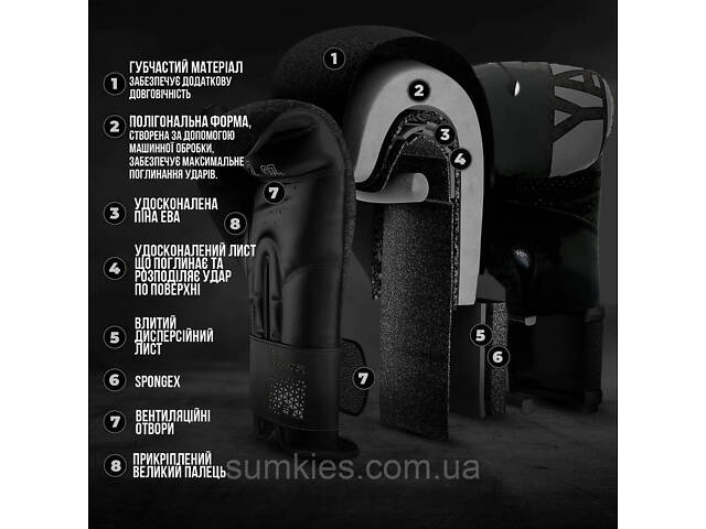 Боксерські рукавиці PowerPlay 3086 Matt Challenger Чорні 16 унцій - Фото 5