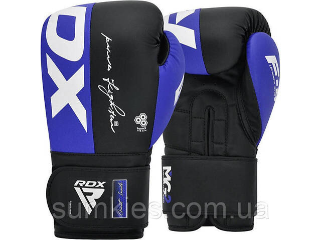Боксерські рукавиці RDX F4 Boxing Sparring Gloves Hook&Loop BLUE/BLACK 14 унцій (капа у комплекті) - Фото 2
