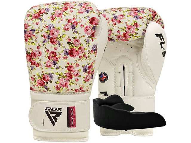 Боксерські рукавиці RDX FL-6 WHITE-8 унцій (капа в комплекті) - Фото 1