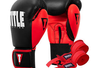 Боксерские перчатки TITLE Boxing Dynamic Strike Black/Red 16 oz (бинты 4м. в комплекте)