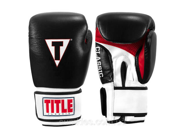 Боксерские перчатки TITLE Classic Leather 2.0 Black/White/Red L 14 oz (бинты 4м. в комплекте) - Фото 5