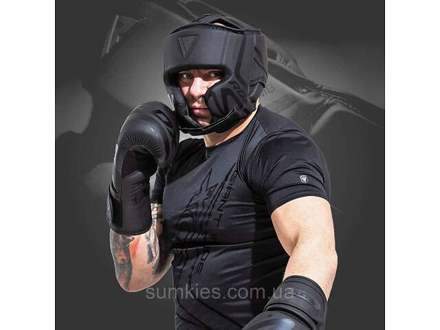 Боксерський шолом RDX T15 Noir Cheek Protector Matte Black XL - Фото 5