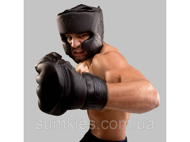 Боксерський шолом RDX T15 Noir Cheek Protector Matte Black XL - Фото 6