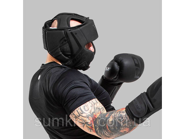 Боксерський шолом RDX T15 Noir Cheek Protector Matte Black XL - Фото 7