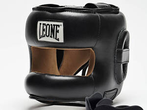 Боксерський шолом з бампером Leone CS425 Black M (капа в комплекті)