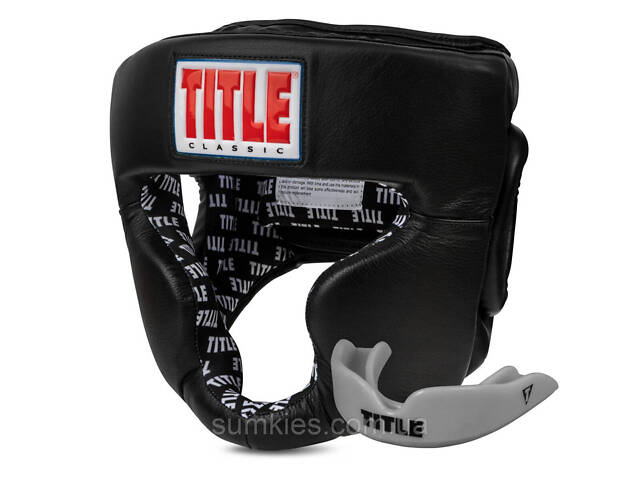 Боксерський шолом TITLE Classic Full Coverage Training Headgear 2.0 Black L (капа в комплекті) - Фото 1