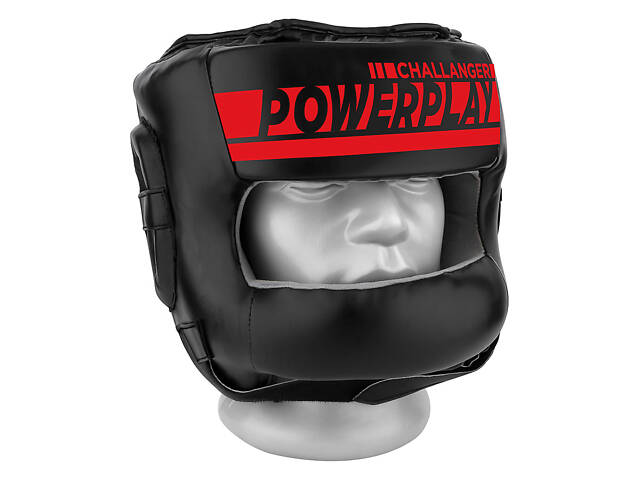Боксерський шолом тренувальний PowerPlay 3067 Challanger з бампером PU + Amara Червоний M - Фото 1