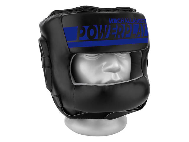 Боксерський шолом тренувальний PowerPlay 3067 Challanger з бампером PU + Amara Темно синій L - Фото 1