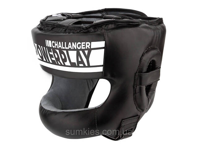Боксерський шолом тренувальний PowerPlay 3067 з бампером PU + Amara Чорний M - Фото 2