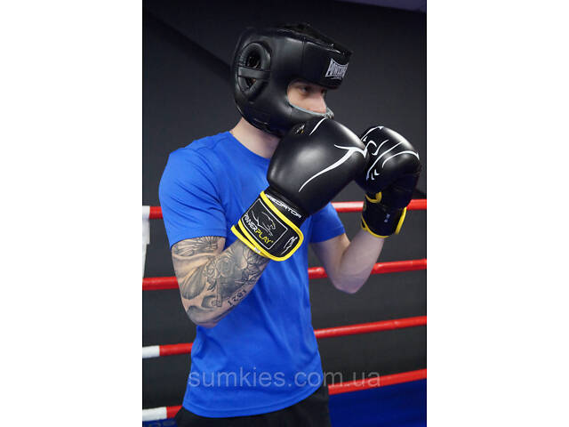 Боксерський шолом тренувальний PowerPlay 3067 з бампером PU + Amara Чорний M - Фото 7