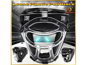 Боксерський шолом Leone Plastic Pad Black із захисною маскою та підборіддям (M/L)