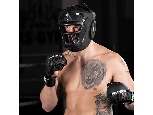 Боксерський шолом Phantom APEX Cage Black (капа в подарунок) - Фото 5