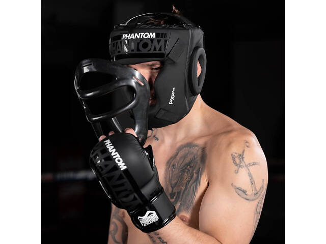 Боксерський шолом Phantom APEX Cage Black (капа в подарунок) - Фото 8