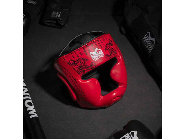 Боксерський шолом Phantom Muay Thai Full Face Red (капа в комплекті) - Фото 4