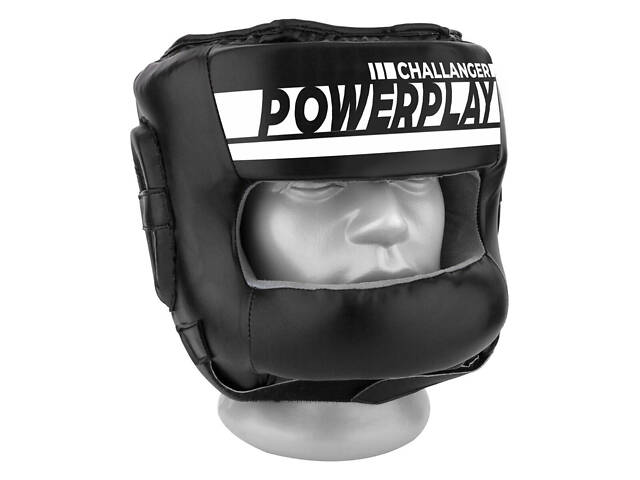 Боксерський шолом тренувальний PowerPlay 3067 з бампером PU + Amara Чорний L - Фото 1
