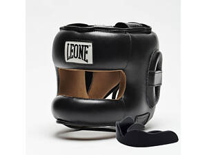 Боксерський шолом з бампером Leone CS425 Black M (капа в комплекті)