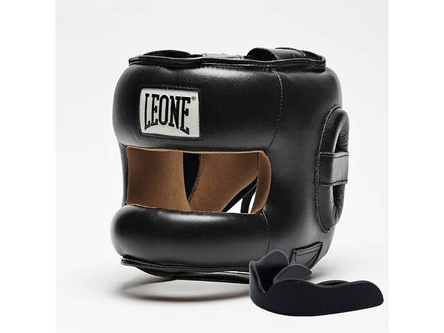 Боксерский шлем с бампером Leone CS425 Black M (капа в комплекте) - Фото 1