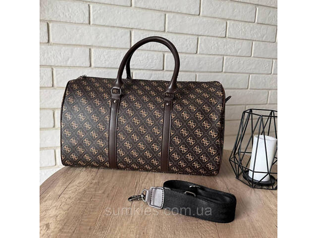 Большая женская сумка стиль Guess черная, сумочка городская для зала фитнеса, дорожная Коричневый