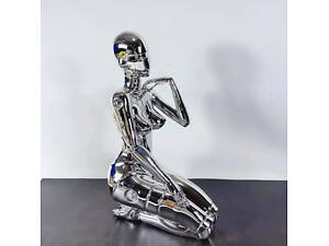 Большая статуэтка Киберпанк Геноид Хадзимэ Сораяма — серебряная фигурка Hajime Sorayama, коллекционный арт-объект
