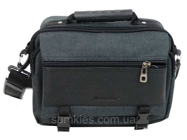 Велика тканинна чоловіча барсетка Wallaby сіра - Фото 2