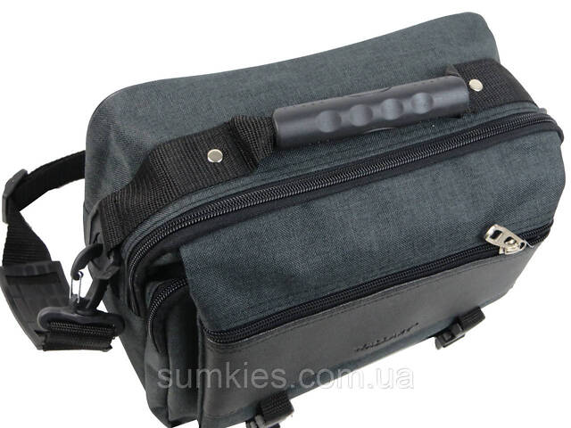 Велика тканинна чоловіча барсетка Wallaby сіра - Фото 5