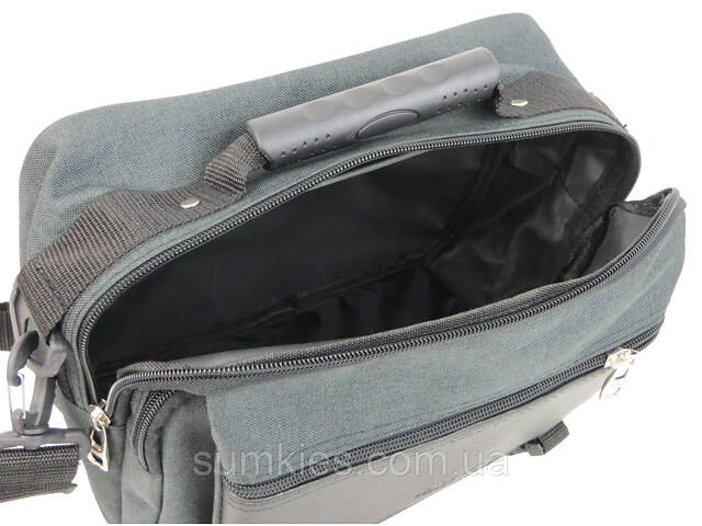 Велика тканинна чоловіча барсетка Wallaby сіра - Фото 9