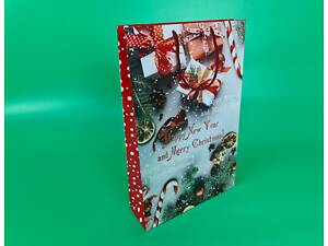Великий паперовий пакет вертикальний 25/37/8 новорічний -001 (12 шт.)