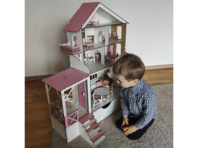 Великий ляльковий будиночок для LOL + БАРБІ з меблями та ліфтом - Фото 1