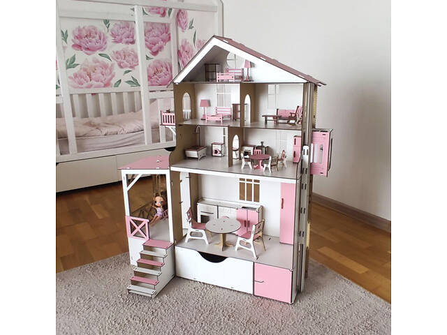 Великий ляльковий будиночок для LOL + БАРБІ з меблями та ліфтом - Фото 3