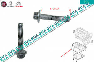 Болт масляного поддона M6x30 ( 1шт. ) 9684043380 Citroen / СИТРОЭН JUMPY III 2007- / ДЖАМПИ 3, Peugeot / ПЕЖО EXPERT III