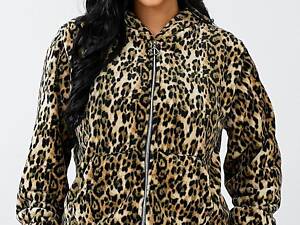 Женская бомбер с капюшоном - уценка, цвет леопардовый, 257R48-U-1