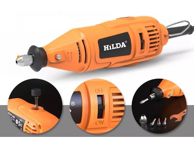 Бормашина мини-дрель гравер Hilda MD200-A 200W с комплектом насадок - Фото 3