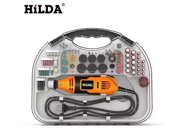 Бормашина мини-дрель гравер Hilda MD200-B 200W с комплектом насадок - Фото 8