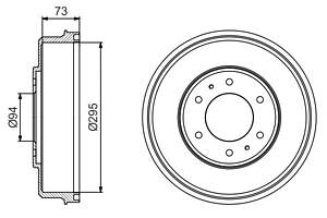 BOSCH 0 986 477 232 Барабан гальмівний (задній) Mitsubishi L200 05-/ Pajero Sport 08- (91.5x295mm)