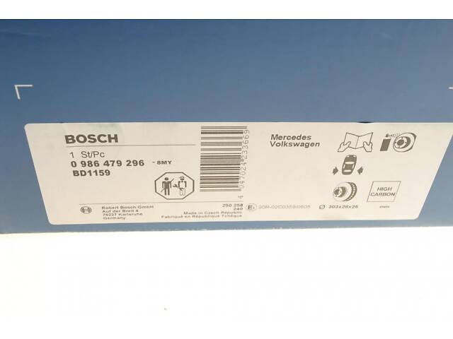 BOSCH 0 986 479 296 Тормозной диск (задний) MB Sprinter 411-519CDI/VW Crafter 30-50 06- (303x28) (вентилируемый) - Фото 5