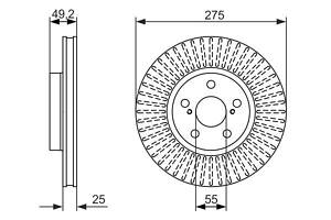 BOSCH 0 986 479 619 Диск тормозной (передний) Toyota Caldina Wagon/Celica/Corolla 99-08 (275x25)